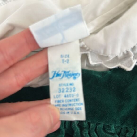 Vintage Her Majesty Elegant Green Velvet Kids Button Down Shirt Under Dress - Picture 3 of 8